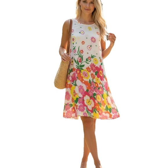 Mister Zimi Dresses & Skirts - Mister Zimi Tina Lightweight Dress White Meadow Floral Sleeveless A-Line Size 8